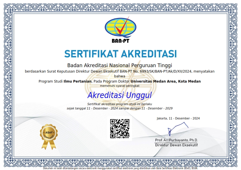 Program Studi Doktor Ilmu Pertanian Universitas Medan Area Raih Akreditasi Unggul dari BAN-PT